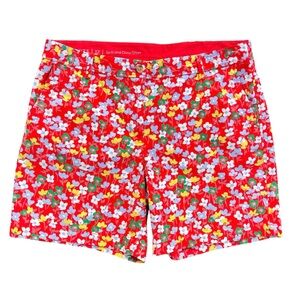 Talbots‎ Short Girlfriend Chino Spring Posies Size 12 Floral Red Inseam 7”